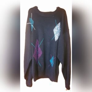 Vintage Stefano Mens Pullover Patterned Sweater Large